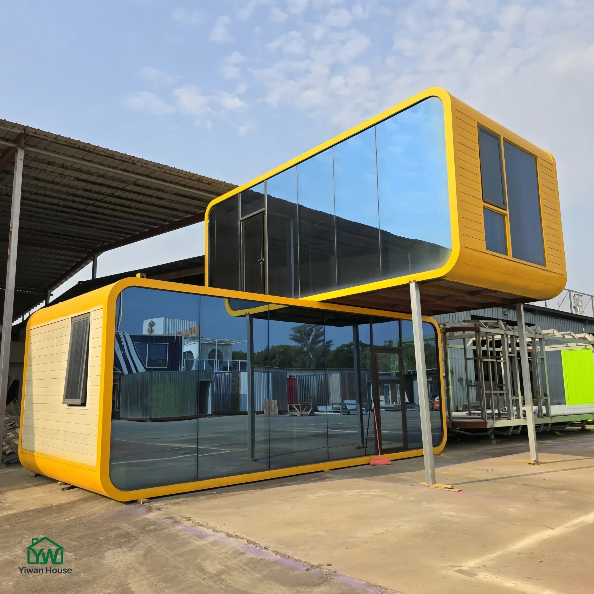 Casa Modular Prefabricada Elegante com Design Moderno e à Prova de Vento, Container Móvel Prefabricado, Pódio de Escritório em Forma de Maçã