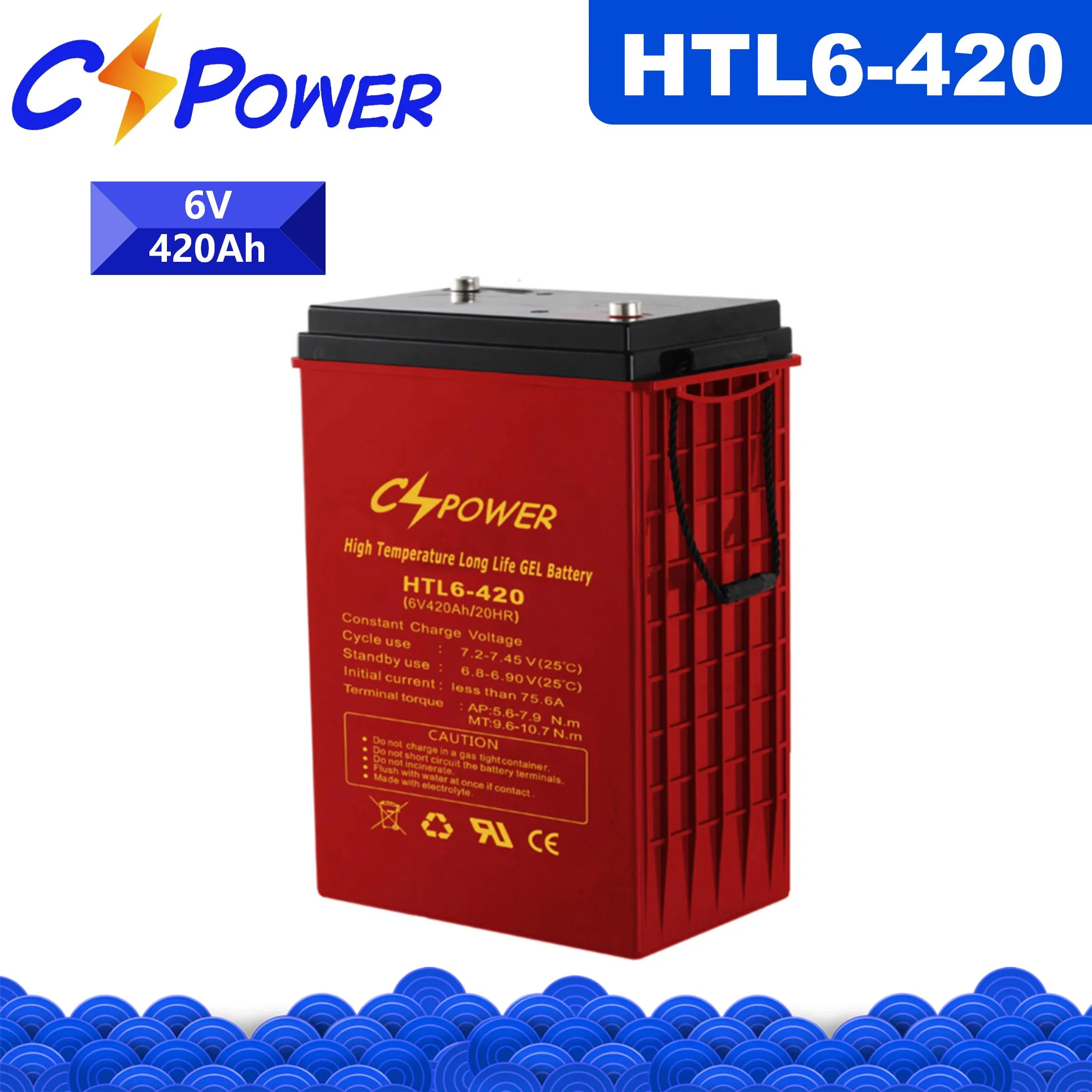 Bateria de Gel de Ciclo Profundo Cspower 6V-420ah Banco de Energia Solar para EV Golf para UPS para Embarcação Marinha para Manlift