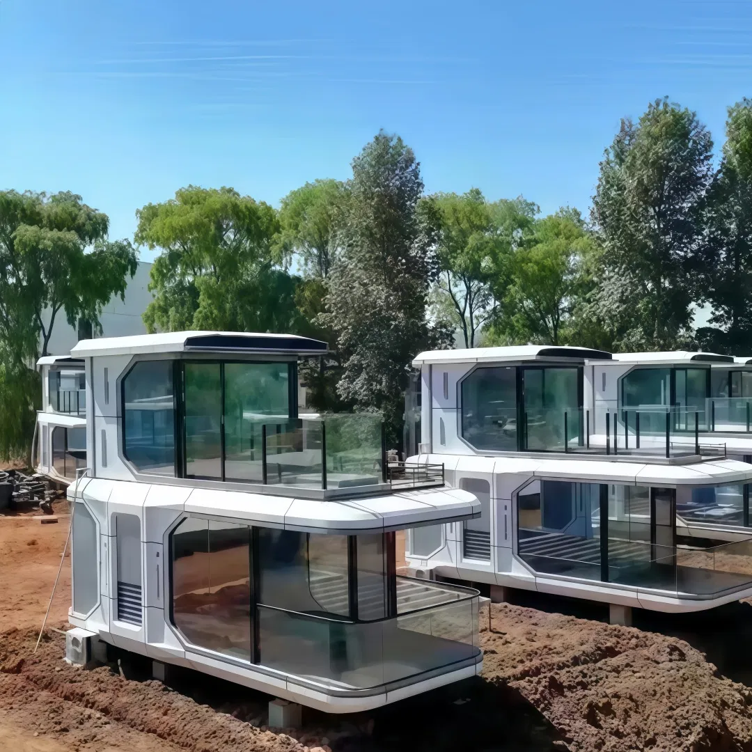 5.8m Casa Móvel Moderna em Mini Cápsula Espacial, Cabana Prefabricada Portátil com Banheiro