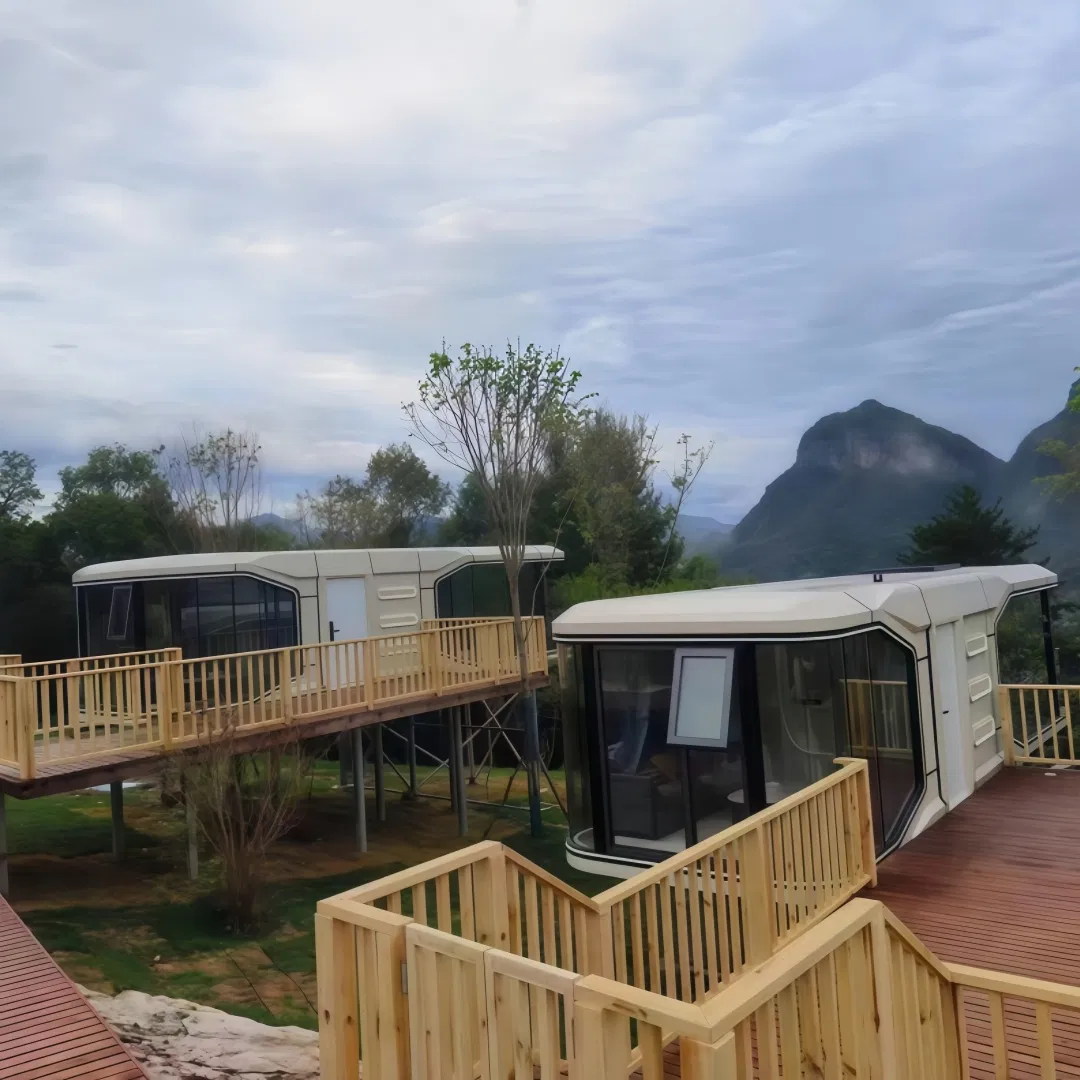 5.8m Casa Móvel Moderna em Mini Cápsula Espacial, Cabana Prefabricada Portátil com Banheiro