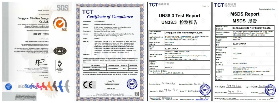 Certificações UN38.3 CE MSDS