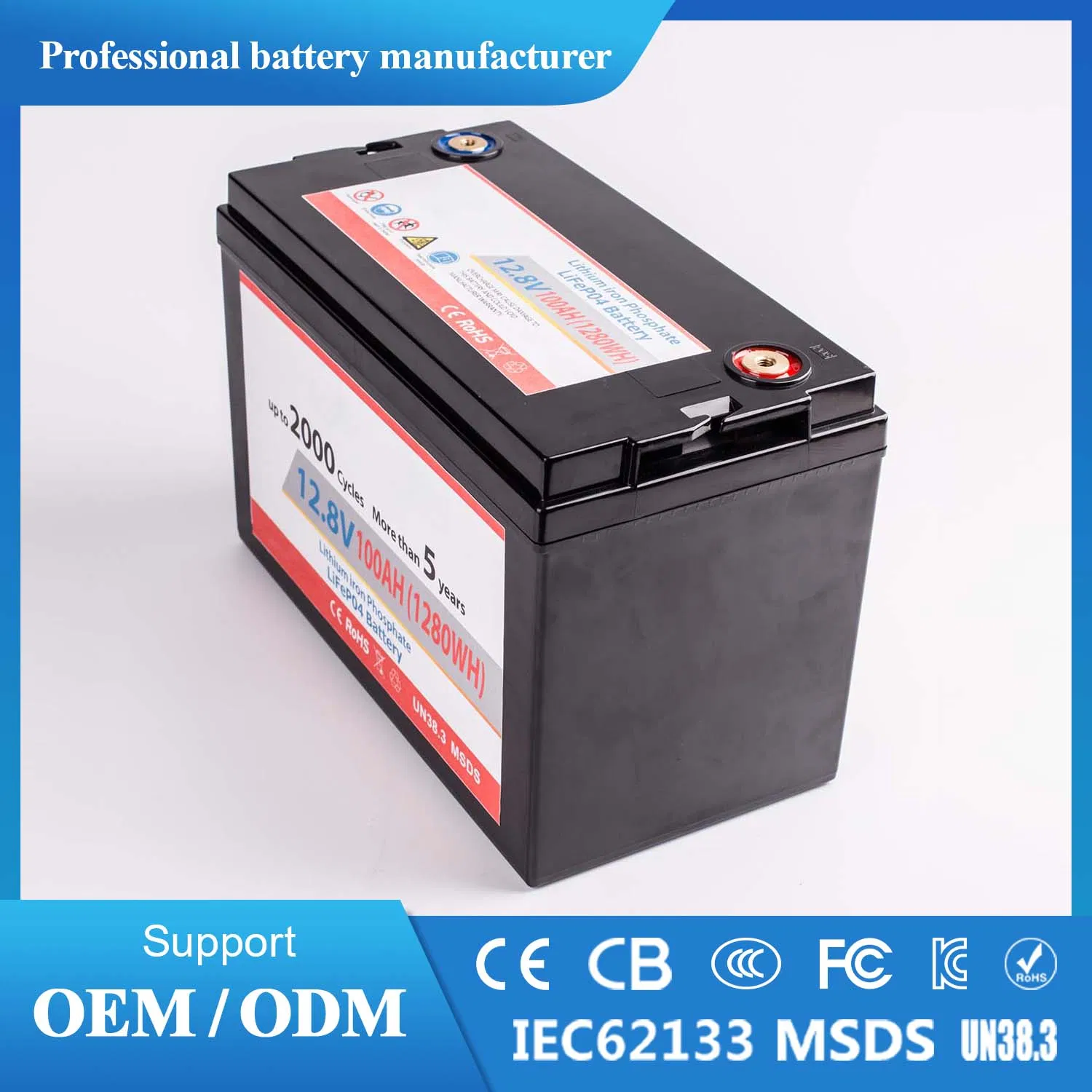 12V 24V 12.8V Bateria de Ciclo Profundo de Lítio para Substituição de Bateria de Chumbo com Fornecimento de Fábrica para Solar, Barco, UPS com Serviço OEM
