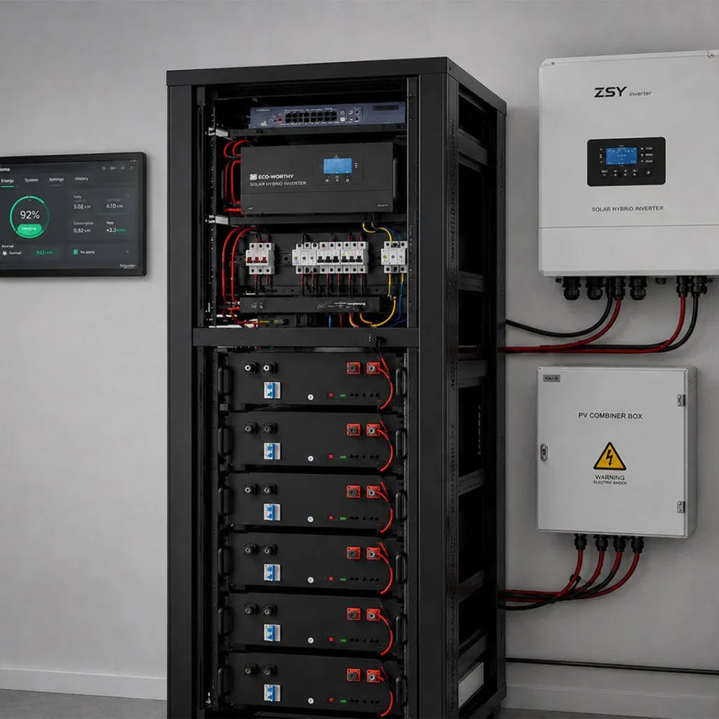 Bateria LFP Montável em Rack Confiável para Backup de Energia Solar Residencial 51.2V 100ah