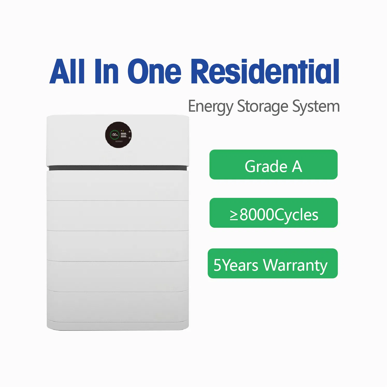 Sistema de Armazenamento de Energia Residencial com Bateria de Lítio Solar Empilhada Tudo em Um 5kwh 10kwh 15kwh 20kwh