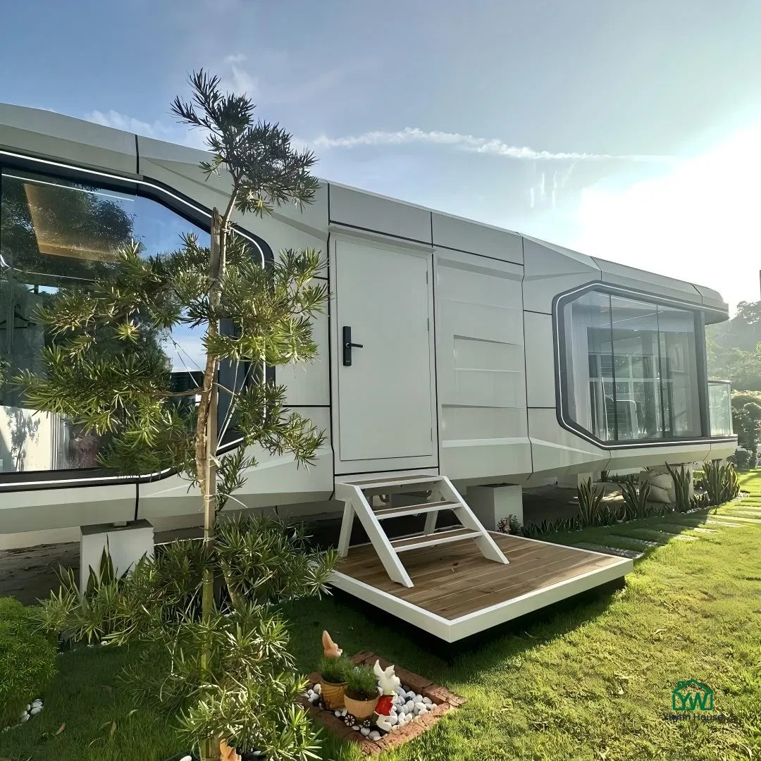 Casa Cápsula de Camping Isolada e à Prova de Som em Alumínio Futurista para Aviação