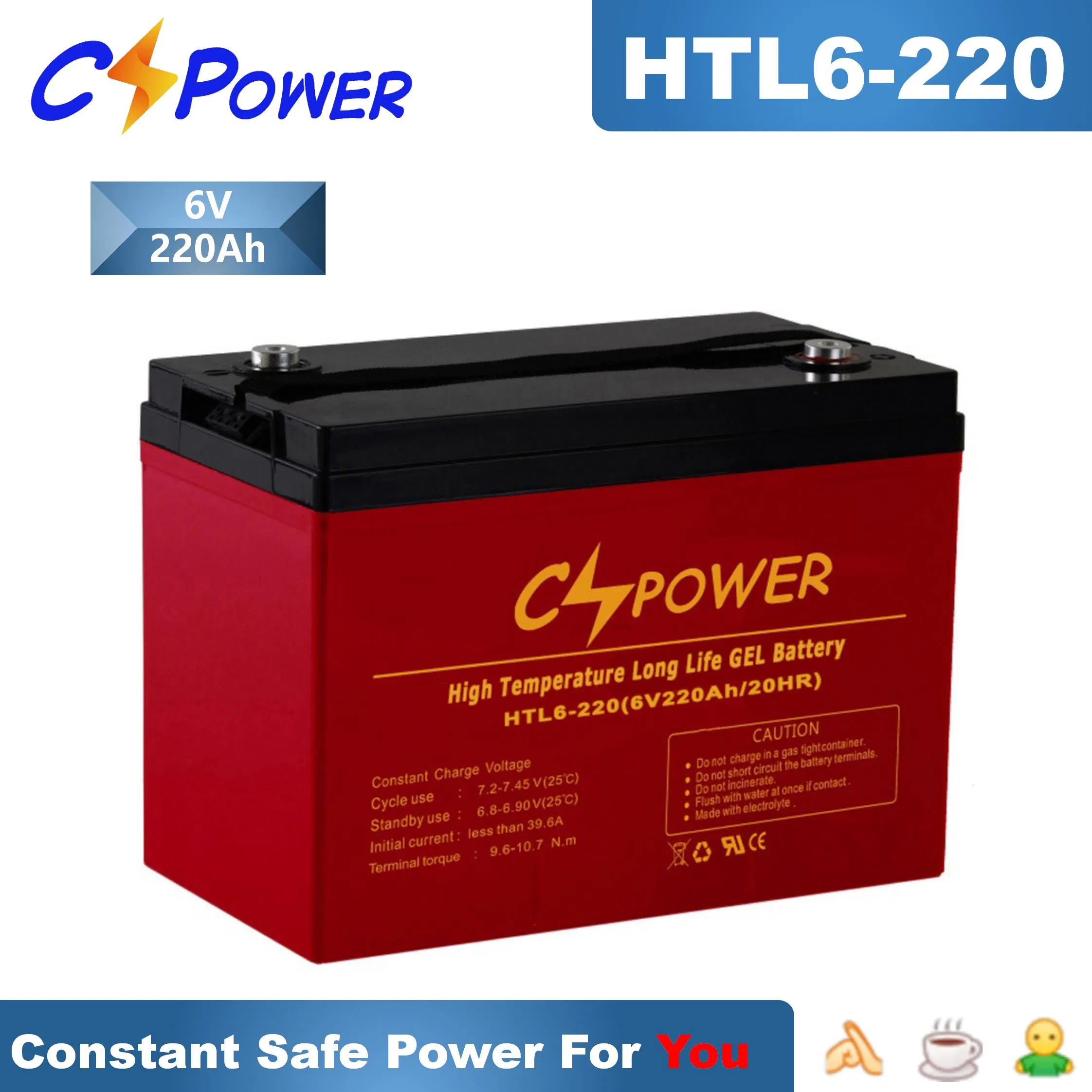 Bateria de Gel de Ciclo Profundo Cspower 6V-420ah Banco de Energia Solar para EV Golf para UPS para Embarcação Marinha para Manlift