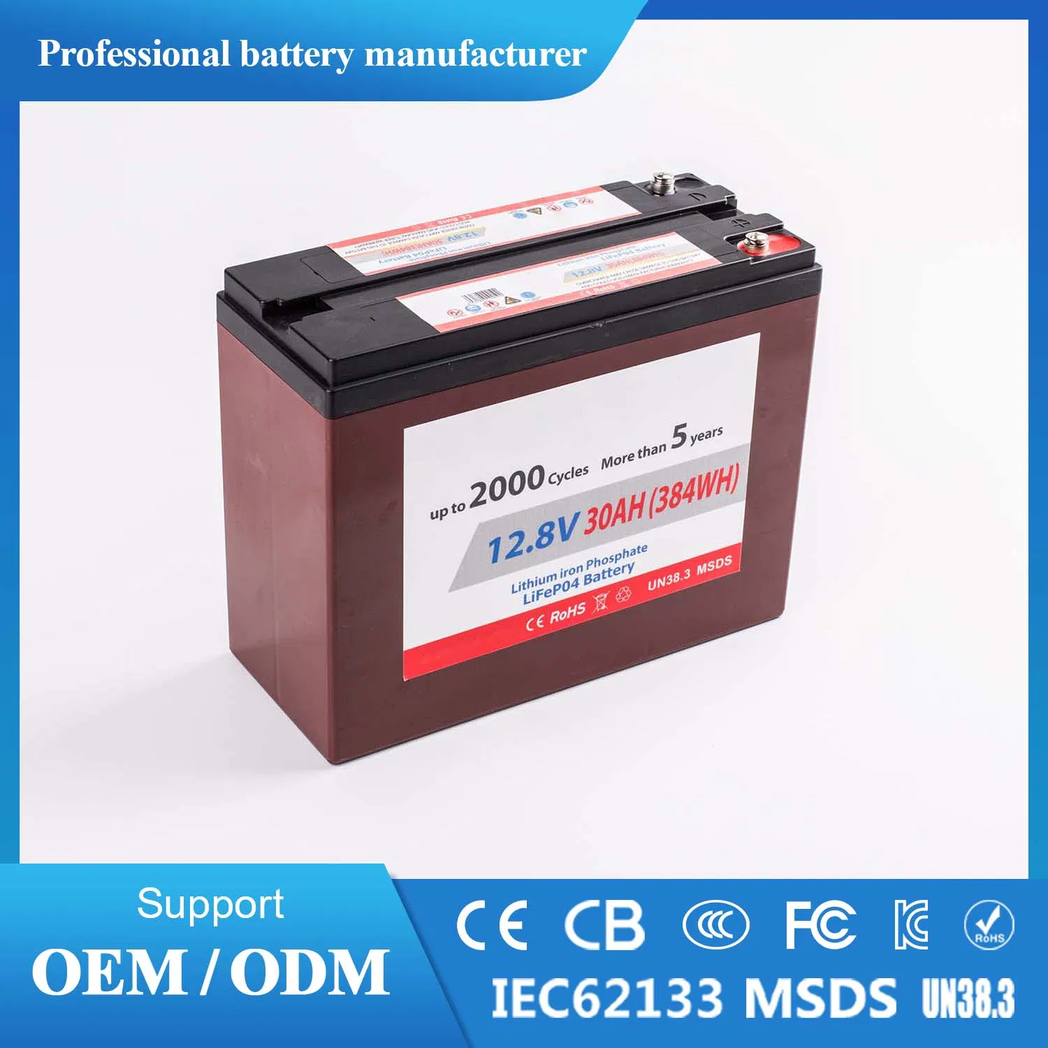 Bateria de Lítio de Ciclo Profundo de Alta Performance 12.8V 7-30ah LiFePO4 Substitui Bateria de Chumbo Ácido para Marinha