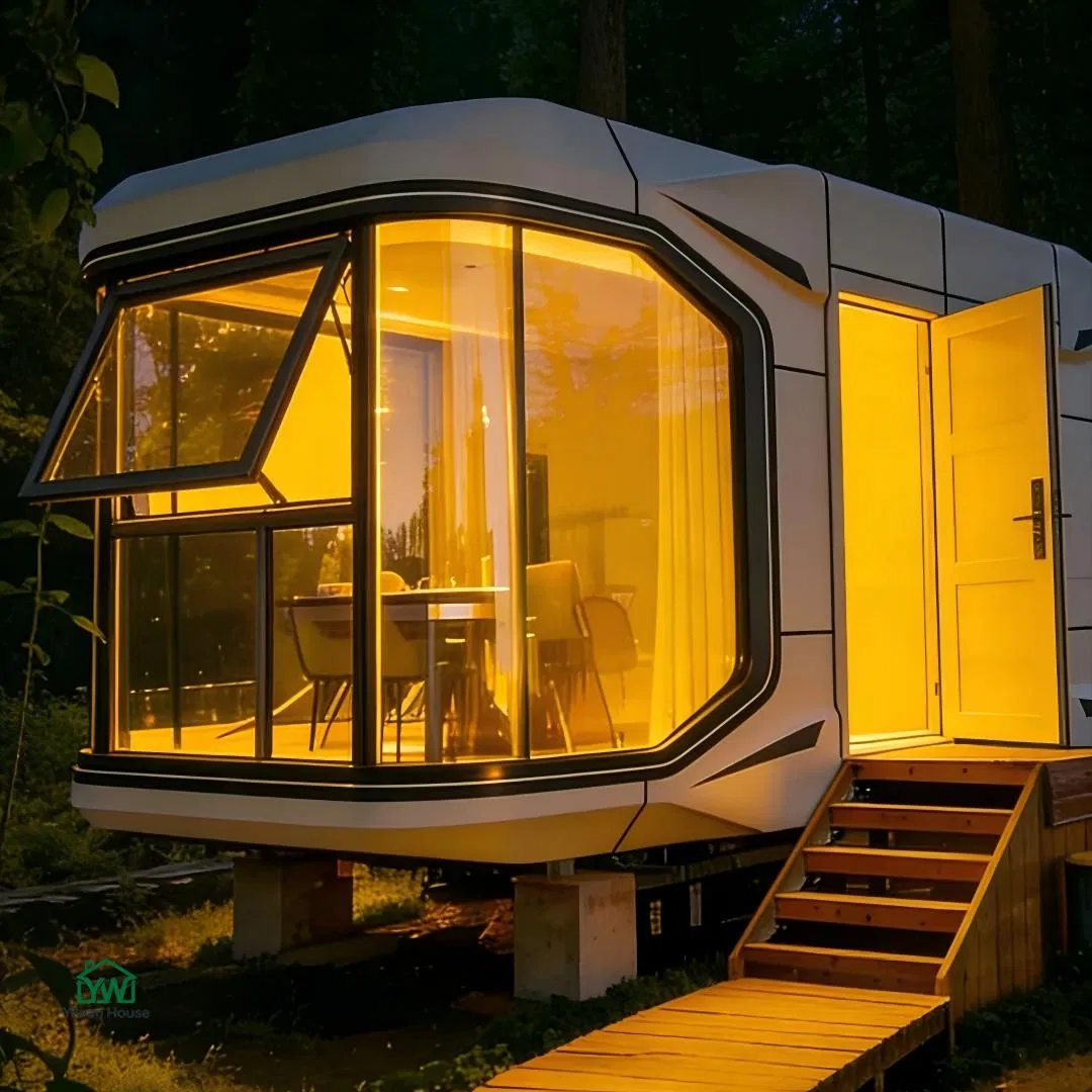 Design de Check-in Famoso Online Configuração Elétrica Inteligente Anticorrosão Casa Prefabricada em Cápsula Espacial para Residência de Lazer em Penhasco à Beira-Mar