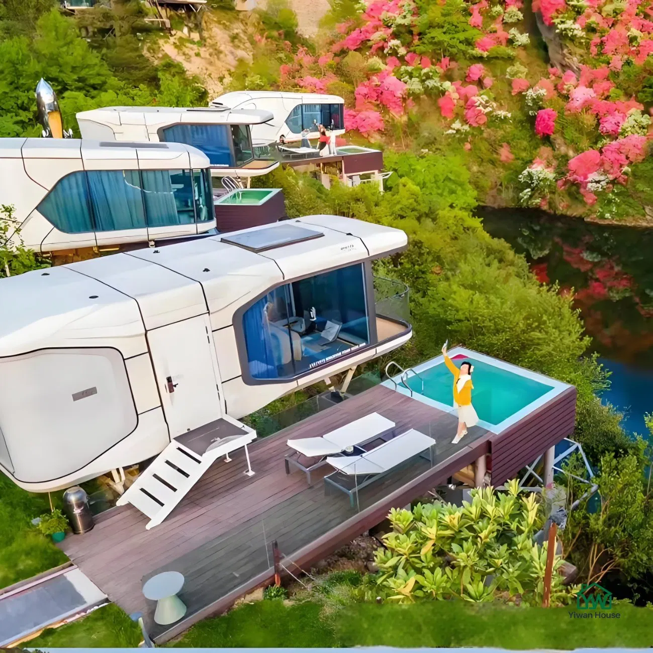 Móvel À Prova de Som À Prova d'Água À Prova de Fogo 5.8m 8.5m 11.5m Personalizado Prefabricado Moderno Casa Contêiner Espaço Pódio Cápsula