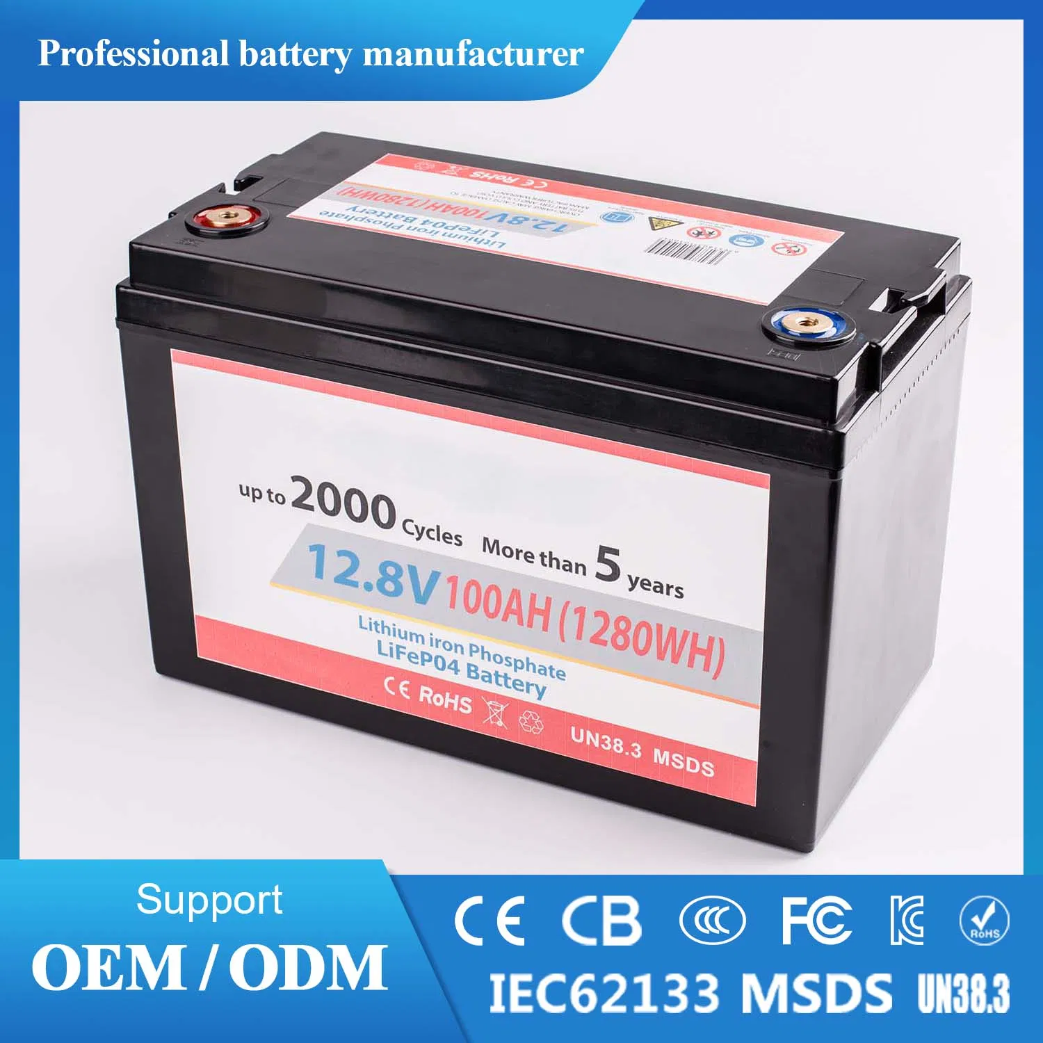 12V 24V 12.8V Bateria de Ciclo Profundo de Lítio para Substituição de Bateria de Chumbo com Fornecimento de Fábrica para Solar, Barco, UPS com Serviço OEM