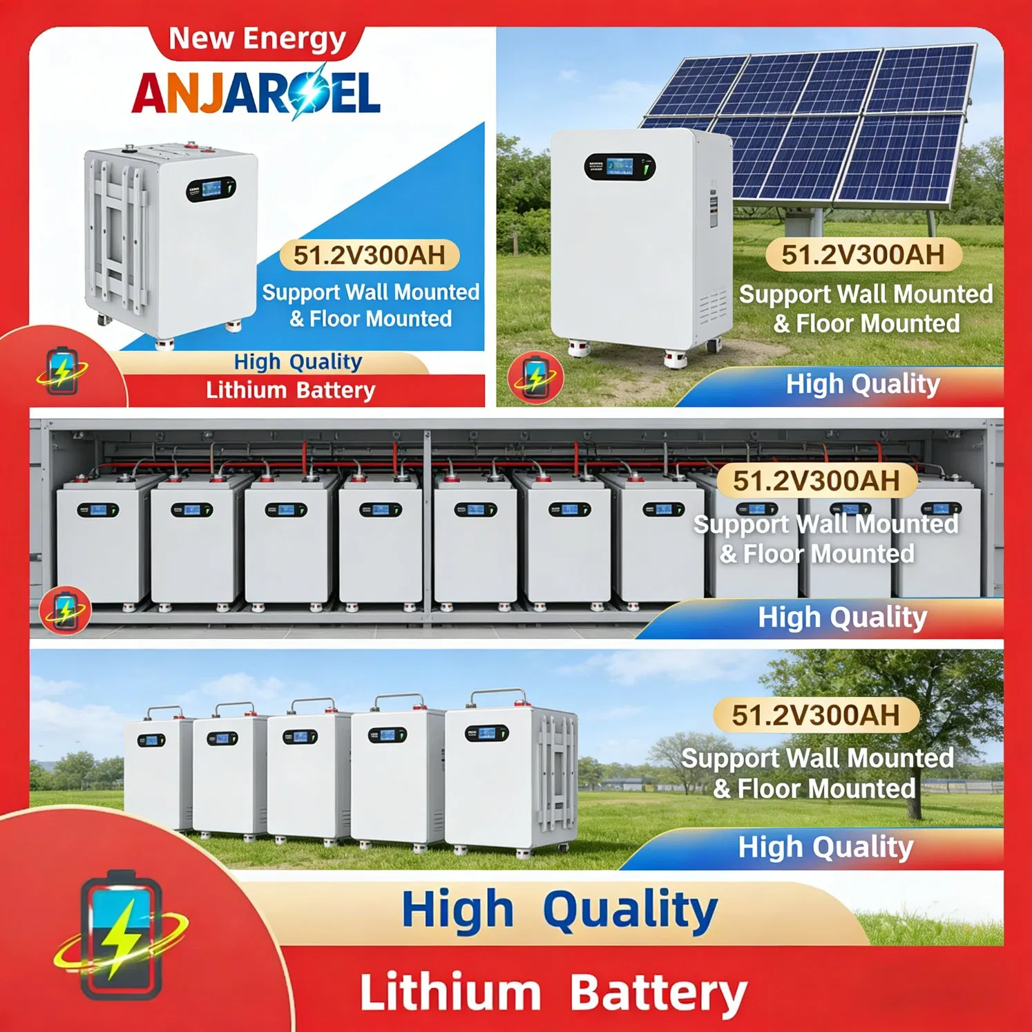 Bateria de Armazenamento de Energia 51.2V 300ah Iate LiFePO4 Bateria, Ciclo Profundo de Energia para Uso Marinho e Offshore