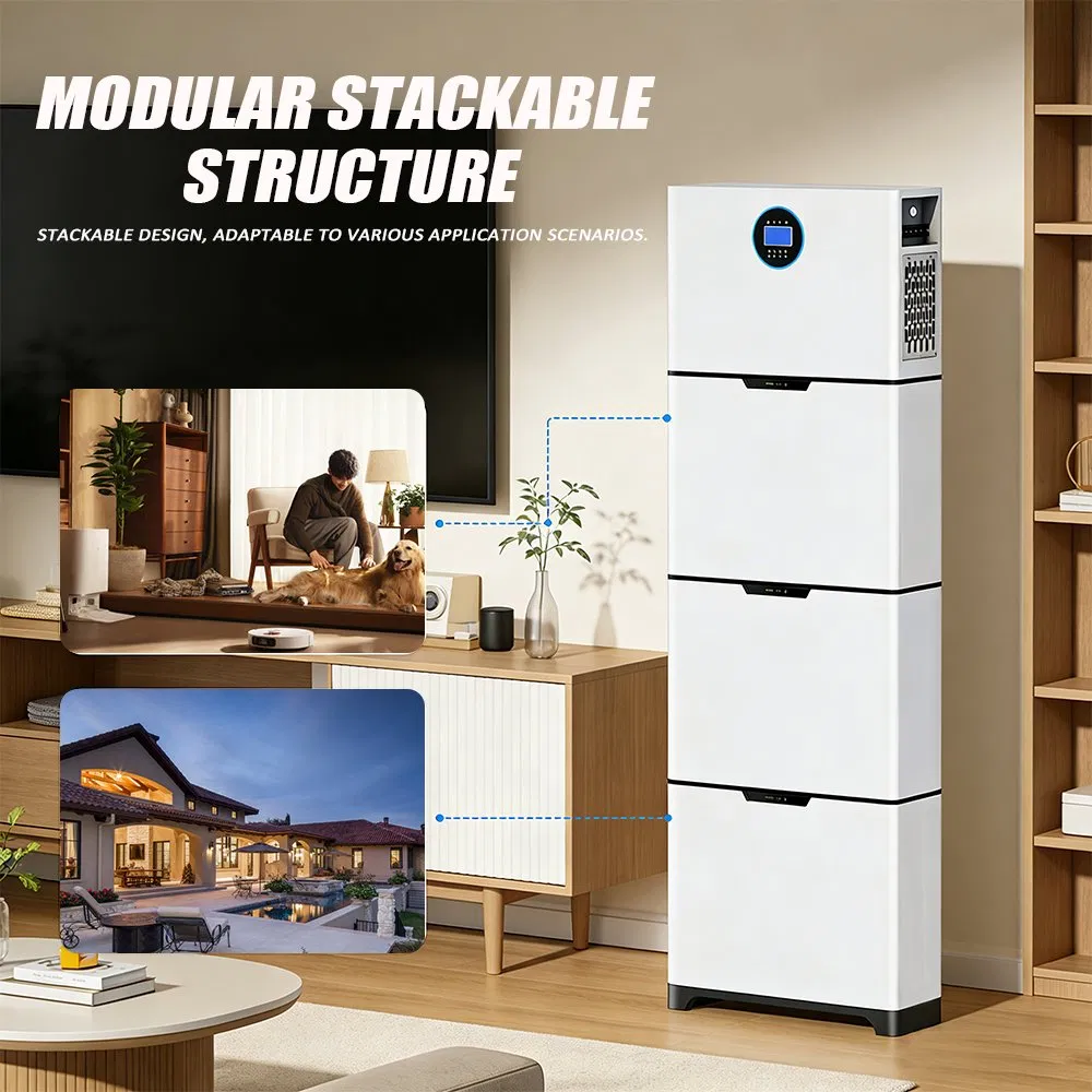 Sistema de Armazenamento de Energia Residencial Ultra Fino 5kwh Empilhável Completo Off-Grid para Sistema de Painéis Solares
