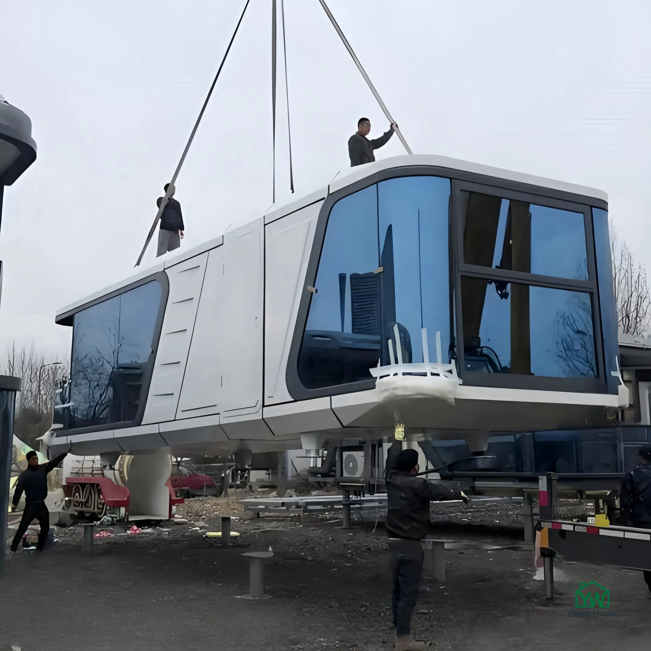 Painel Solar 2 Quartos Espaço Cápsula Modular Casa Portátil Cabana Prefabricada Casas em Pod com Cozinha e Banheiro