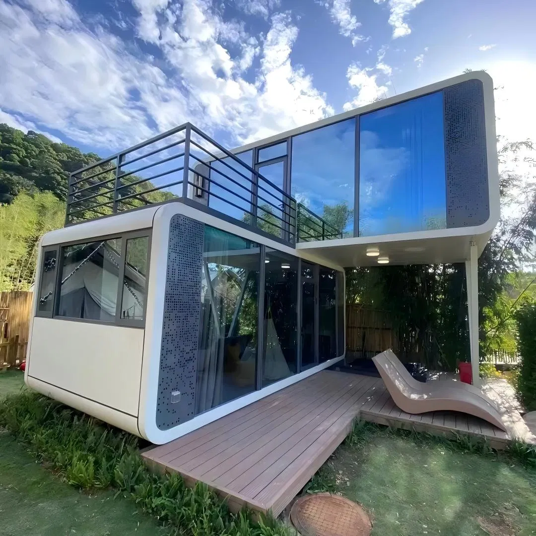 Casa de Contêiner Prefabricada Personalizada Isolada e Portátil 2 Piso Villa Extensão de Jardim Pódio Cápsula Cabana