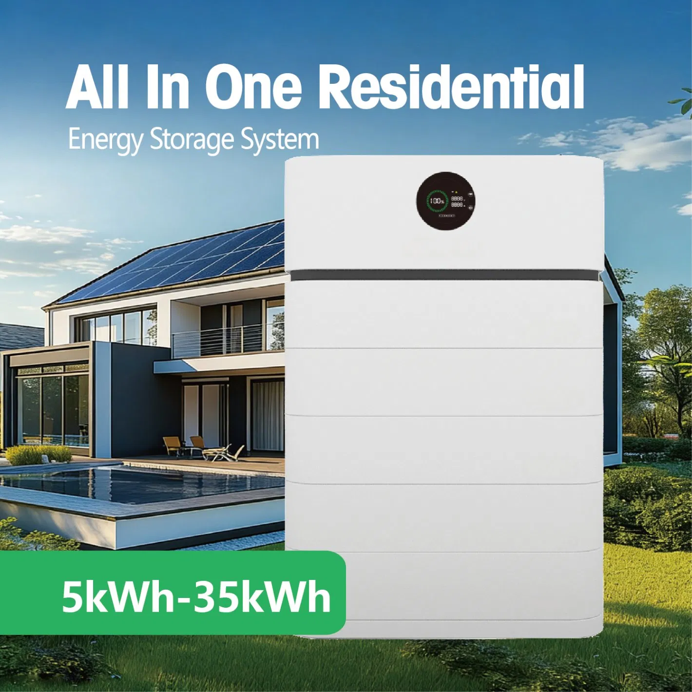 Sistema de Armazenamento de Energia Residencial com Bateria de Lítio Solar Empilhada Tudo em Um 5kwh 10kwh 15kwh 20kwh
