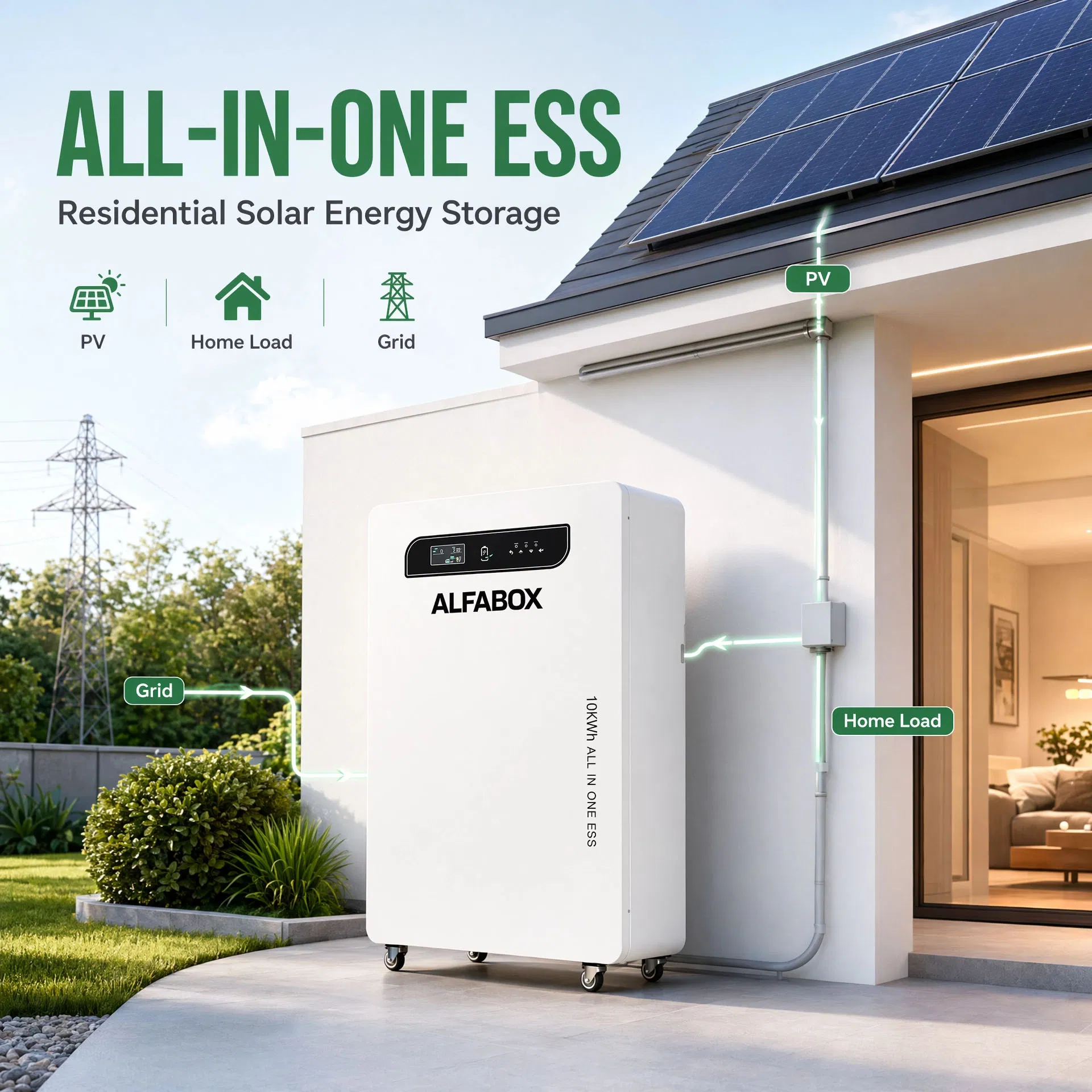 5kw Estação de Energia com Inversor e Bateria Tudo-em-Um para Solar Residencial na UE