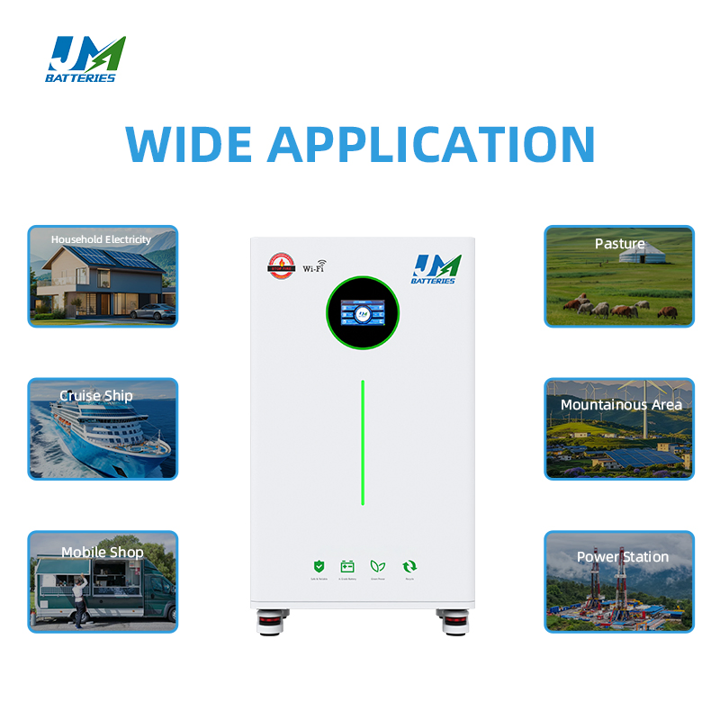 Sistema de Backup de Energia Móvel Jm Portátil com Rodas LiFePO4 Bateria de Armazenamento de Energia Residencial Ess 48V 51.2V 300ah 314ah 15kwh Estação de Energia