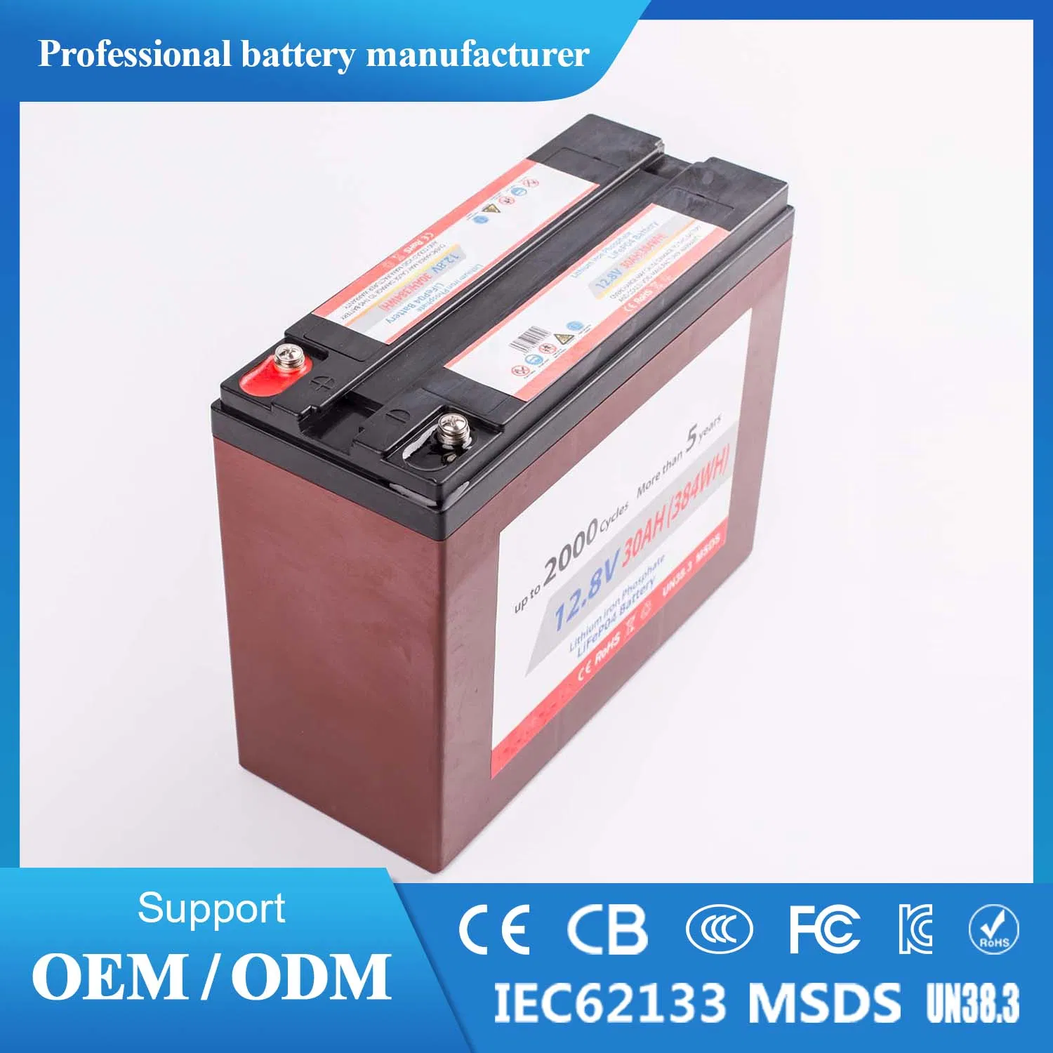 Bateria de Lítio de Ciclo Profundo de Alta Performance 12.8V 7-30ah LiFePO4 Substitui Bateria de Chumbo Ácido para Marinha