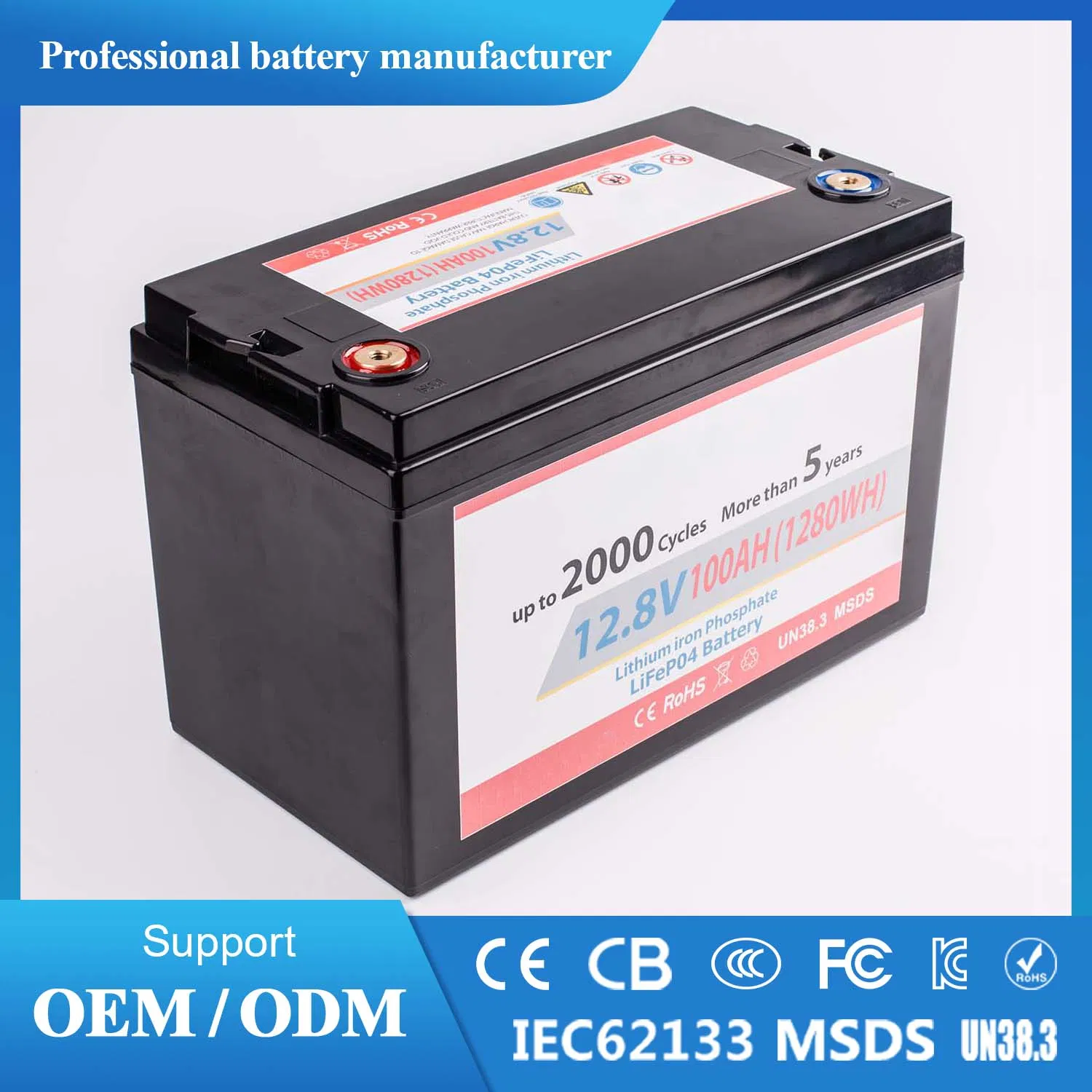 12V 24V 12.8V Bateria de Ciclo Profundo de Lítio para Substituição de Bateria de Chumbo com Fornecimento de Fábrica para Solar, Barco, UPS com Serviço OEM