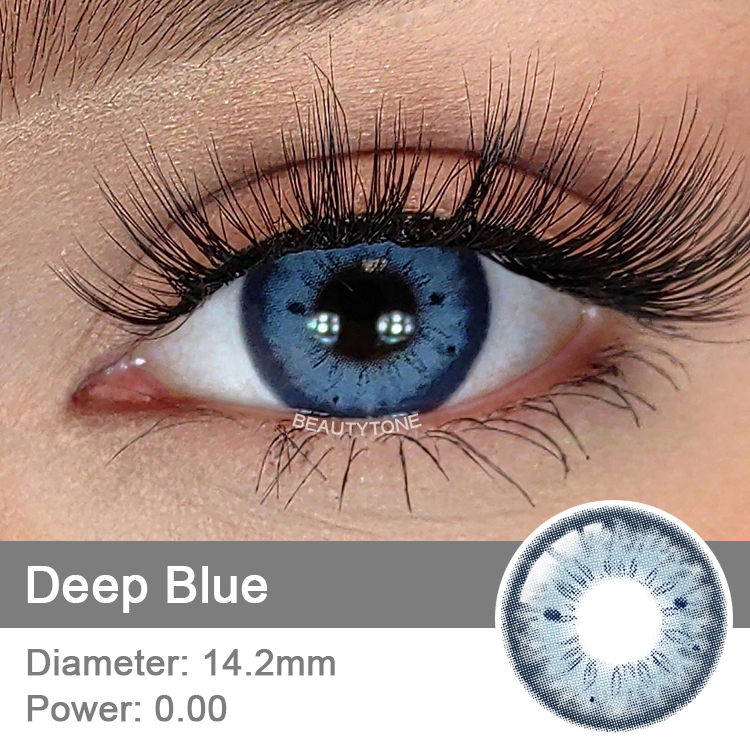 Deep Blue Annual Colored Lenses for Eyes Blister Package Custom logo Wholesale Cheap Cosmetic Hydrogel Color Soft Contact Lens
