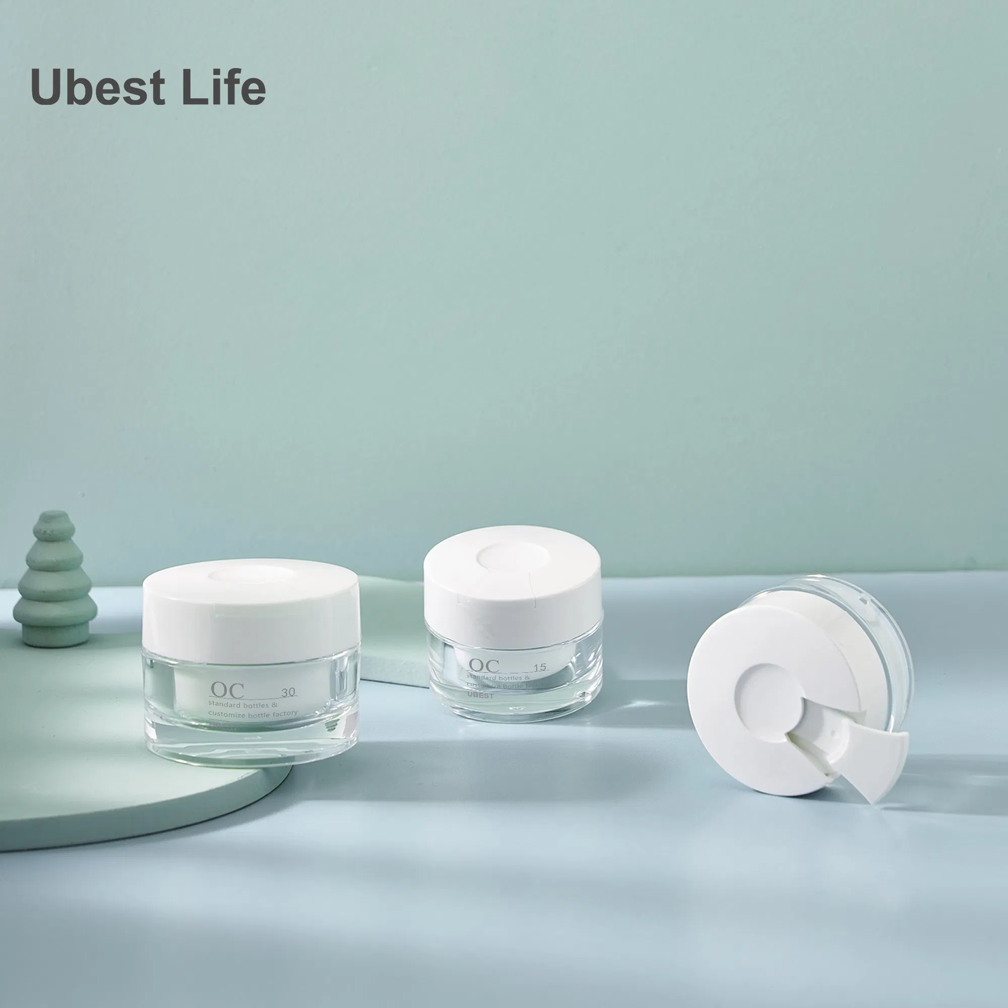 Oc 15/30/50ml Luxury Cosmetic Jar Series Acrylic Double Wall Round Shape Face Cream Container with Lid Screw Cap and Gasket for Wholesale