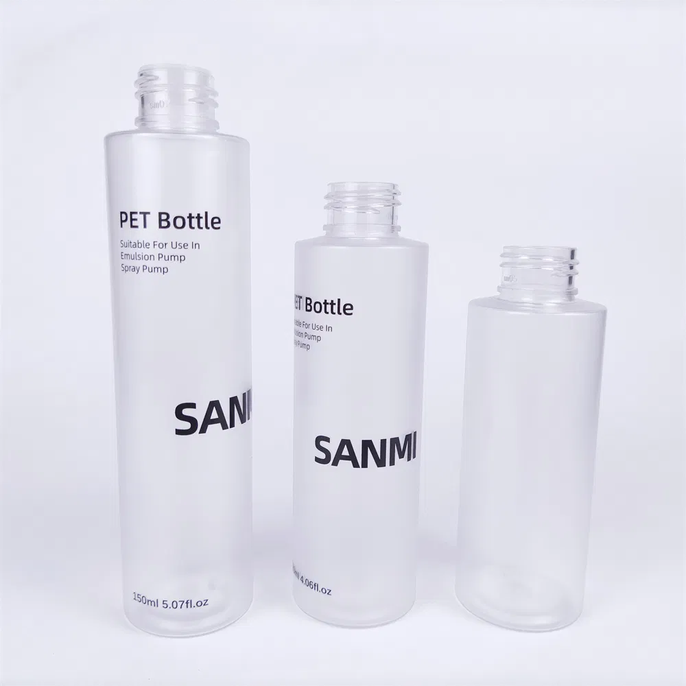 Plastic Bottles 100ml 120ml 150ml Pet Boston Round Bottles with Alum Lotion Pumps &amp; Treatment Pumps