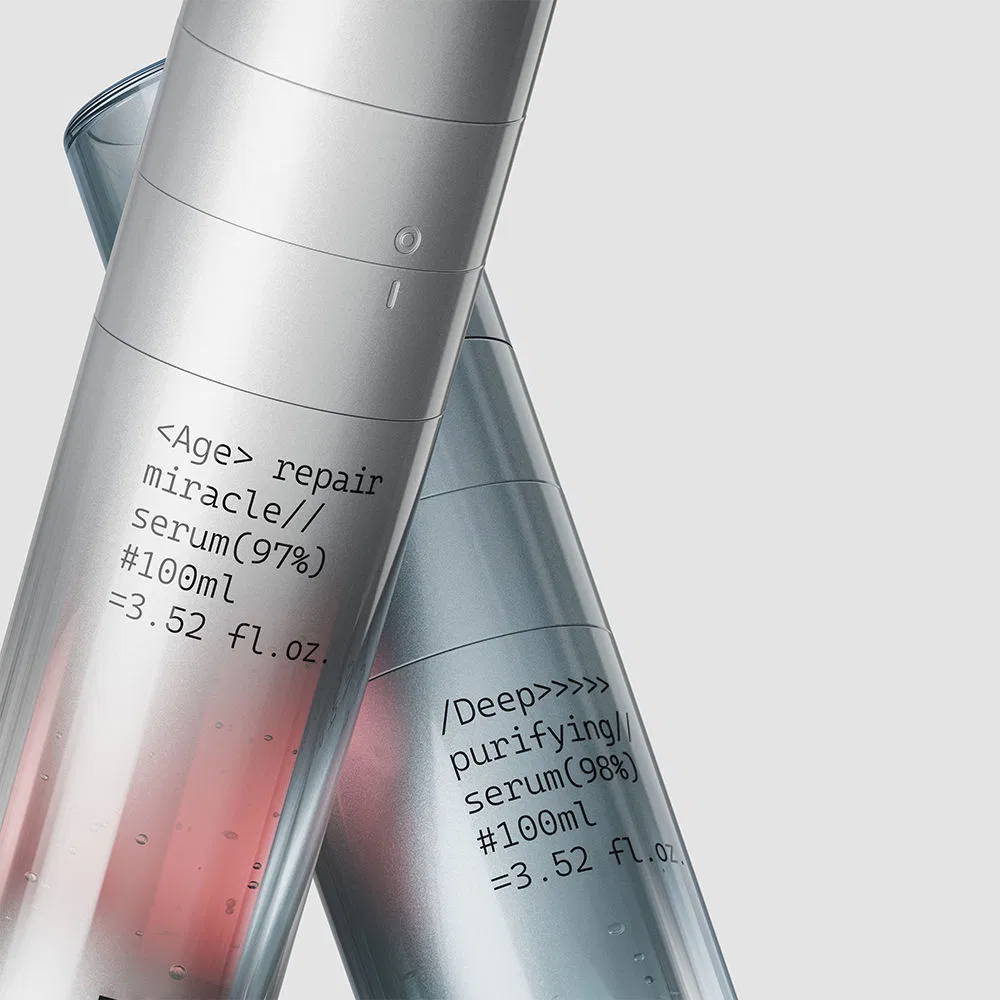 Ukpack Dual Chamber Refillable Airless Pump Bottle 30ml 50ml Spray Vacuum Bottle Pet Recyclable Dry and Liquid for Essence Bottle for Serums