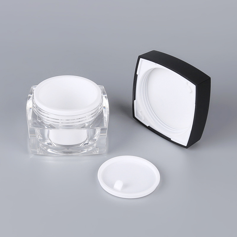 Wholesale Square Shape 15g/30g/50g Double Wall Acrylic Jar for Cosmetic Packaging