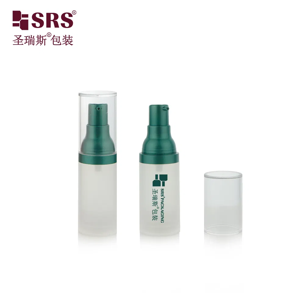 Recycled &nbsp;material PCR plastic cosmetic 15ml airless bottle empty vacuum pump packaging