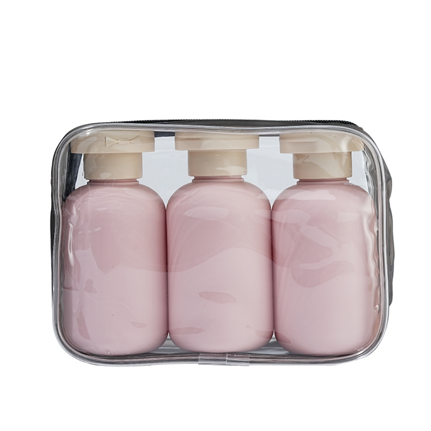 100ml 3PCS HDPE Refillable Travel Dispenser Bottles with Flip Top Cap for Shampoo Lotion