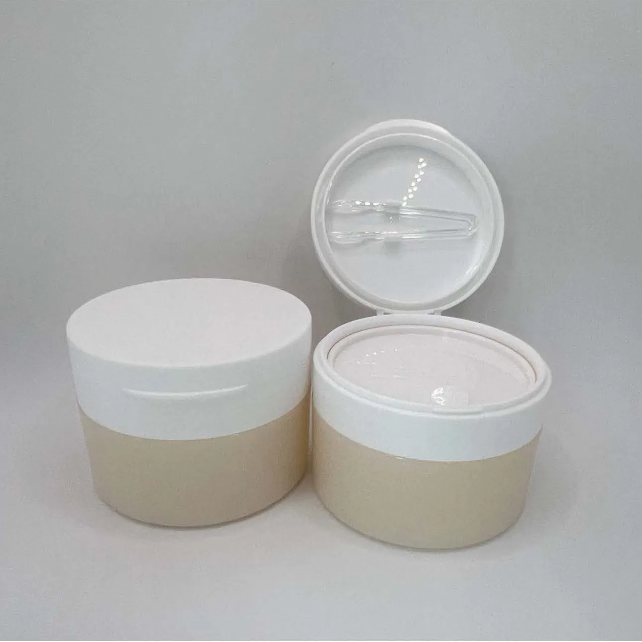 50g PP Plastic Cosmetic Makeup Remover Container Hair Mask Bottle Scrub Cream Jar with Scraper Spoon