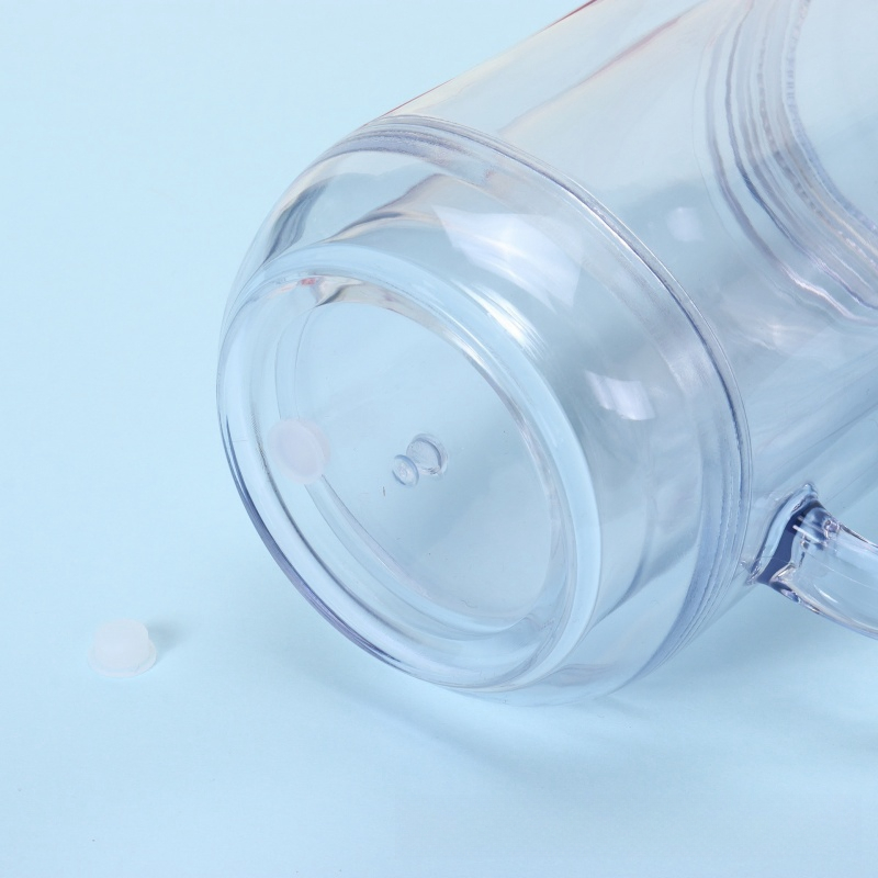 Acrylic Double Wall Snow Globe 20oz Plastic Mason Jar with Handle and Plastic Lid for Vinyl and DIY Snowglobe Glitter