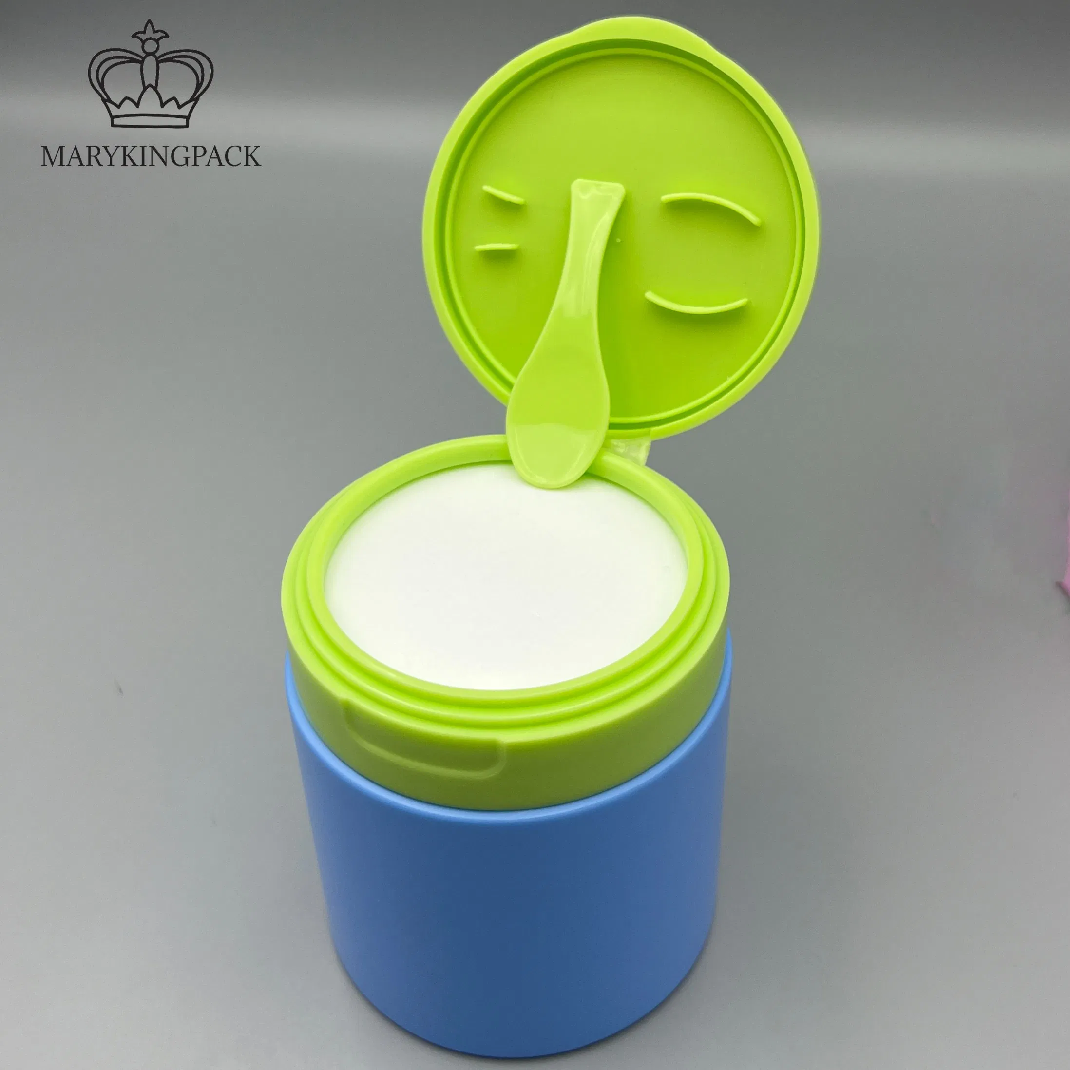 Custom Color Printing Cosmetic Packaging PP Cream Jar with Spoon in Lid