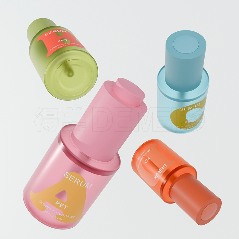30ml Round Shape Pet Plastic Serum Dropper Bottle with Squeeze Type Dropper for Cosmetic