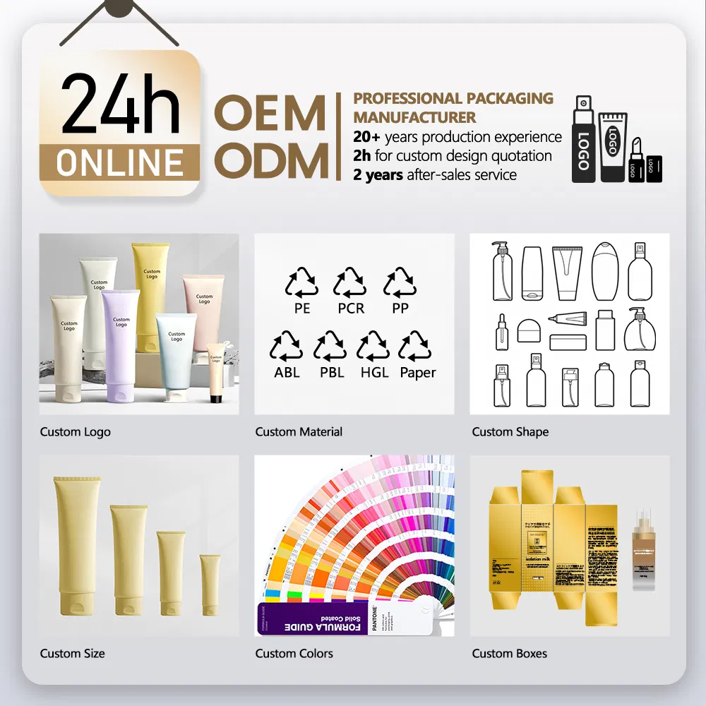 Skin Care Body Lotion Shampoo Gel Squeeze Cosmetic Plastic Packaging Custom Dual Chamber Double Tube