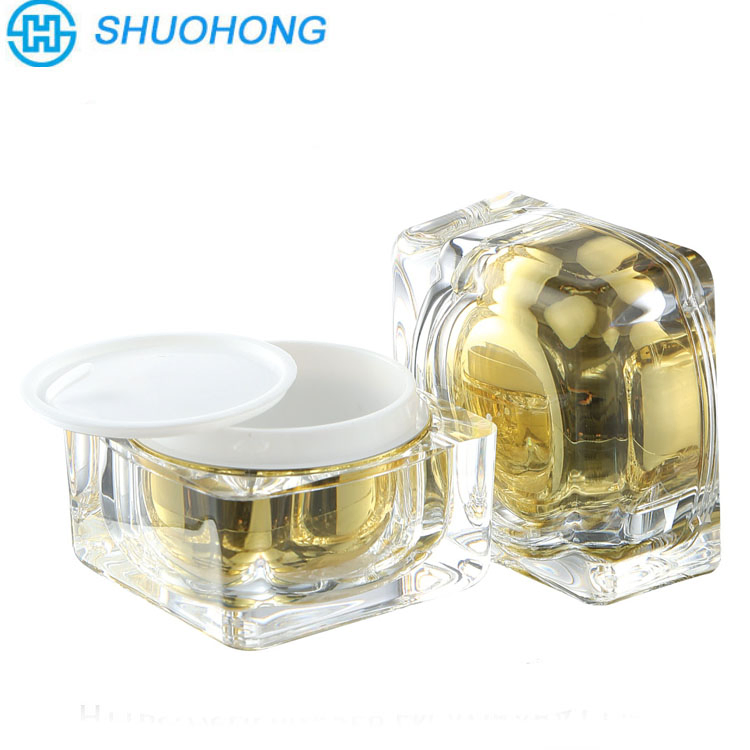 Empty 30g 50g 30ml Eye Cream Lotion Container White Acrylic Powder Jars Double Wall Cosmetic Airless Pump Jar