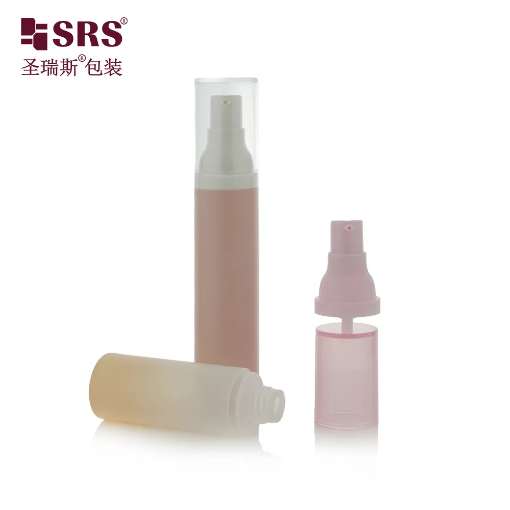 Recycled &nbsp;material PCR plastic cosmetic 15ml airless bottle empty vacuum pump packaging