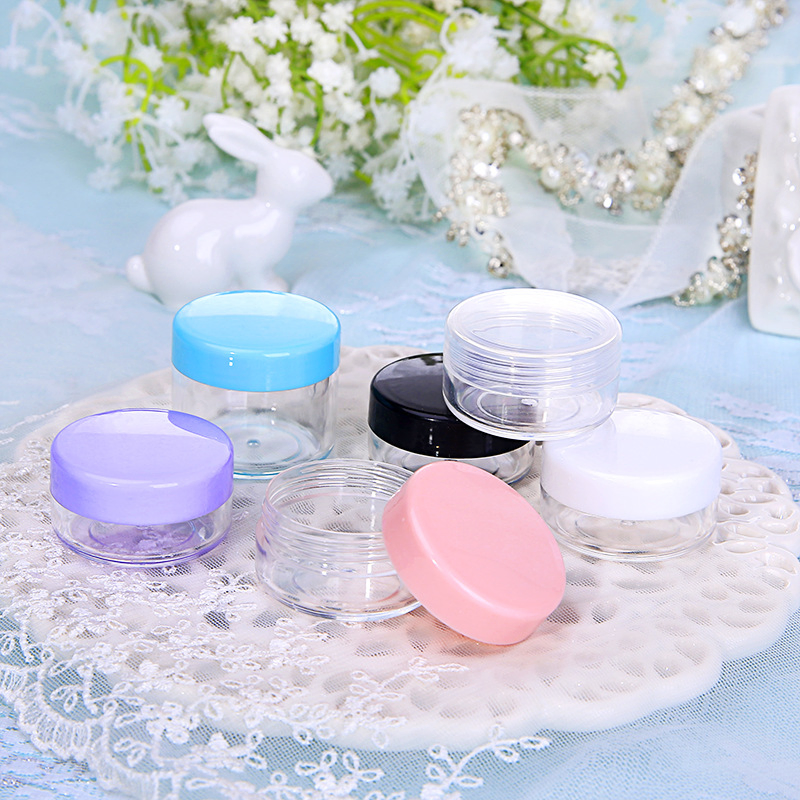 5g 10g 15g 20g Plastic PS Cream Jar Lotion Container with PP Lids Cosmetic Screw on Cap Mini Empty Clear Sample Jar with Small MOQ