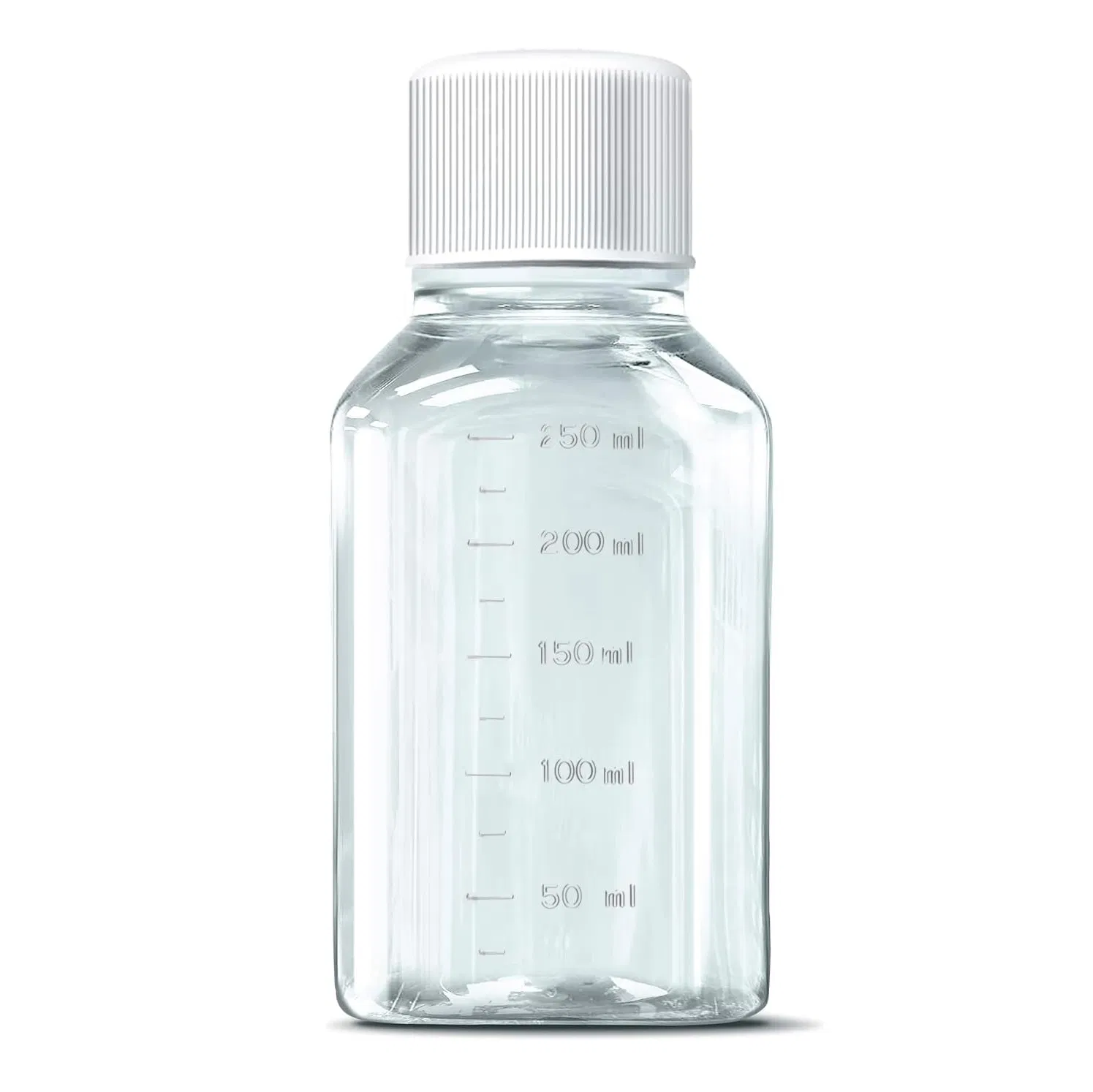 Plastic Pet 125ml 250ml 500ml Clear Culture Plate Serum Bottle Square Media Reagent Bottle