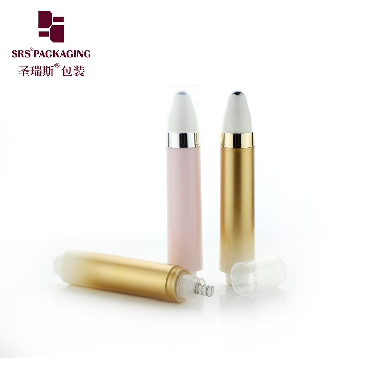 Luxury 10ml Gold Color Pink Roll On Airless Pump Plastic Container