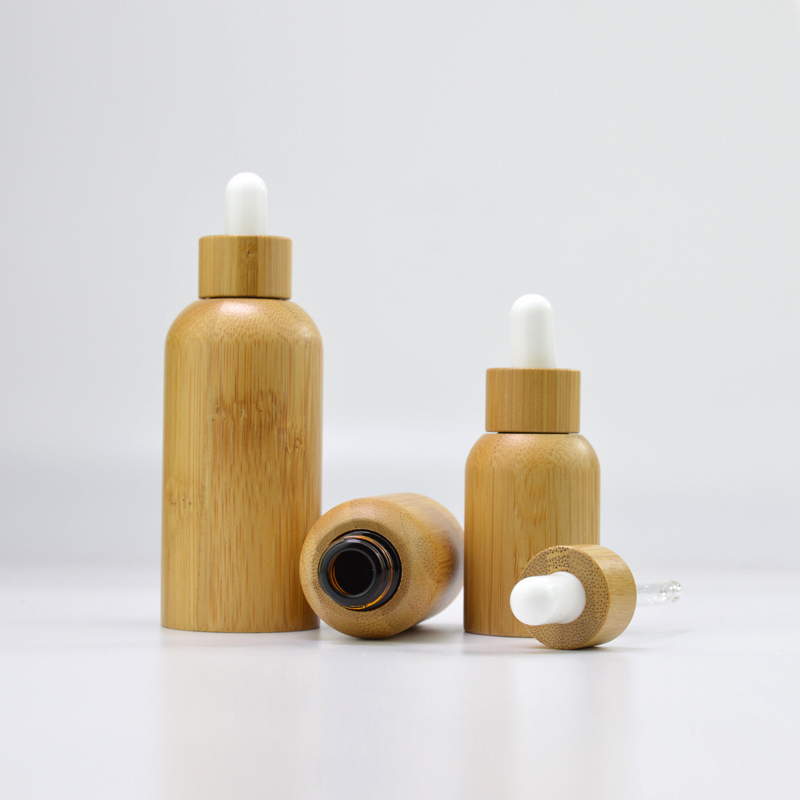 Bamboo 15ml 30ml 50ml Packaging Cream Serum Pet Lotion Airless Cosmetic Pump Inner Plastic Dropper Roll on Roller Essential Oil Perfume Spray Bottle