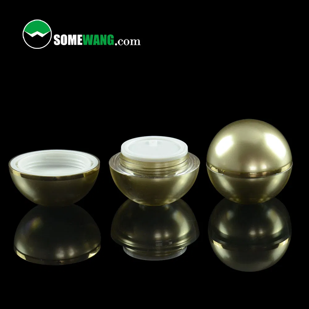High-End Luxury Double Wall Round Ball Shape Gold Acrylic Container Cosmetic Jar
