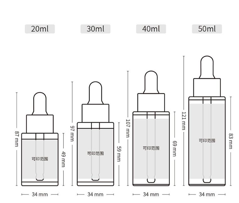 High Quality Thick Wall Pet Plastic Dropper Bottle 20ml/30ml/40ml/50ml Serum Dispenser Bottle
