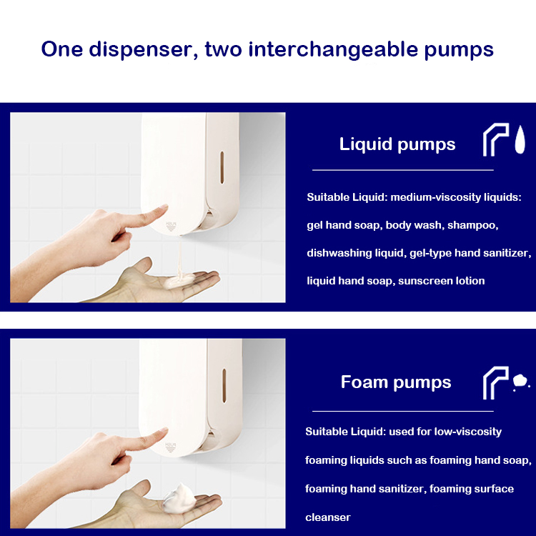 1000 Ml Public Toilet Commercial Plastic Touch Gel Lotion Foam Hand Sanitiser Dispenser Refillable Manual Foaming Container Hand Cleaner Liquid Soap Dispenser