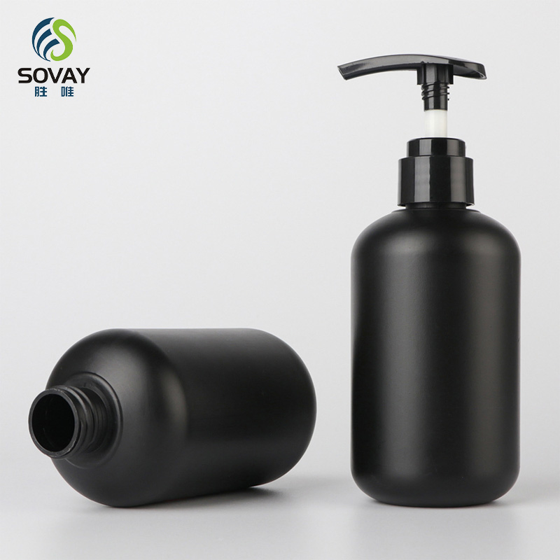 Wholesale HDPE 300ml 350ml 500ml Frosted Matte Black Skincare Packaging Shampoo Shower Gel Lotion Plastic Pump Bottle