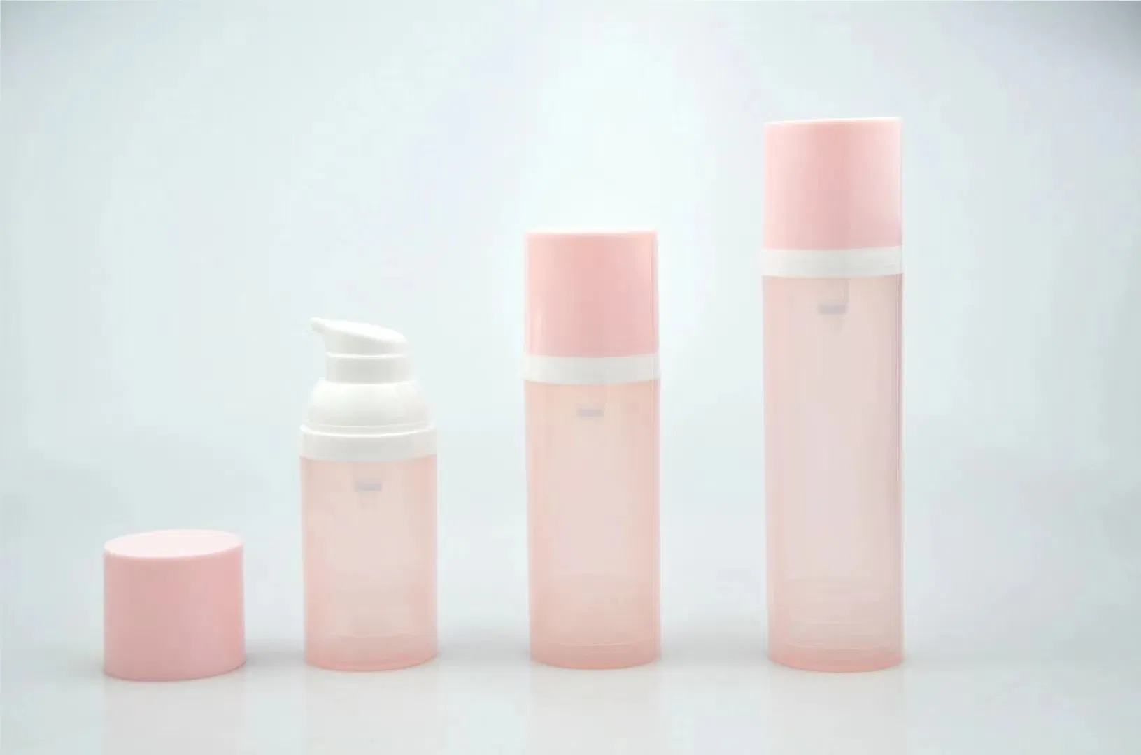 China Supplier Pink Color Matt Frosted Finish 15ml 30ml 50ml PP Plastic Bottles Lotion Pump Containers Airless Bottle for Essential Oil Treatment