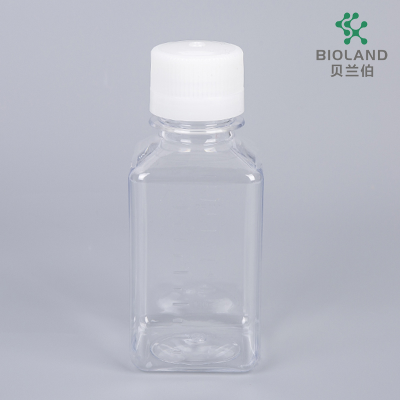 Bioland 125ml Sterile Media Square Bottles Pet Serum Bottle High Quality Leak-Proof