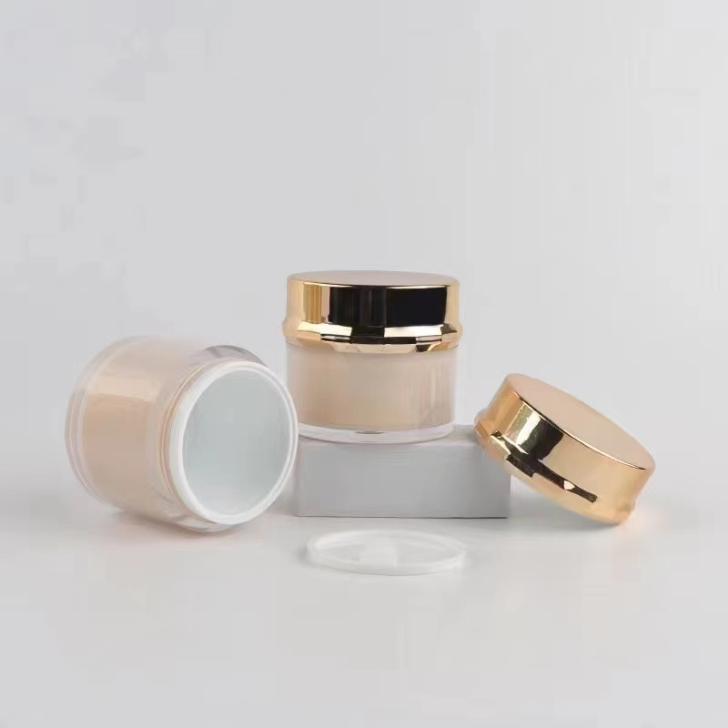 Door to Door DDU DDP Eco-Friendly 50g 100g High Quality Cosmetic Container Acrylic Double Wall Manufacturer as PP Cosmetic Jar for Skin Care Cream Set