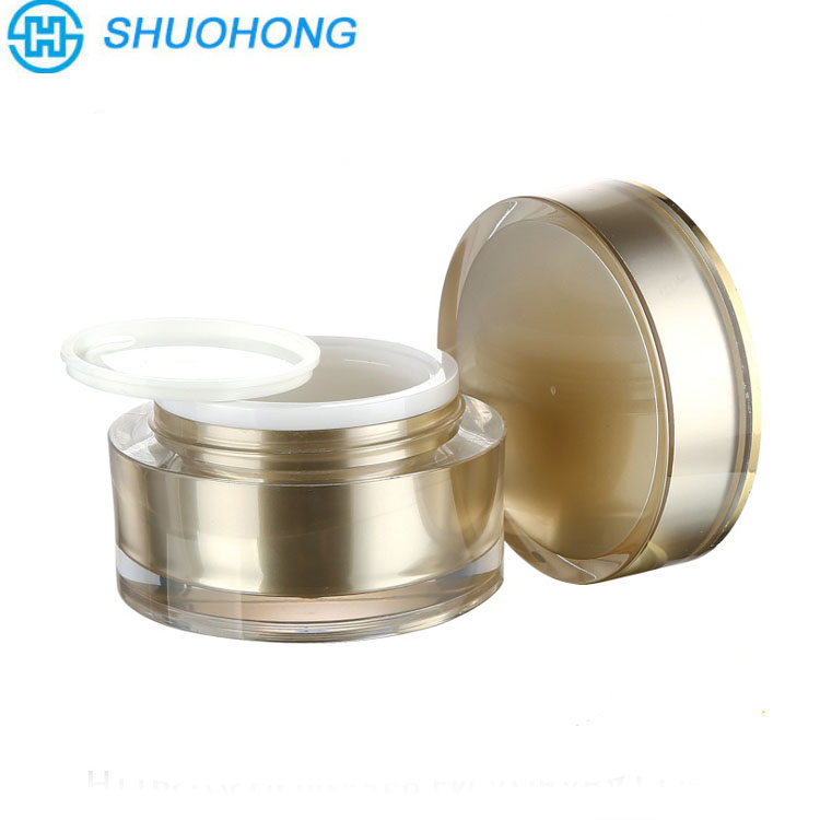 Acrylic Luxury Fancy Oval Round Empty Double-Wall Cream Jar with PP Cup Cap in Double Wall for Cosmetic Body Hair Skin Care