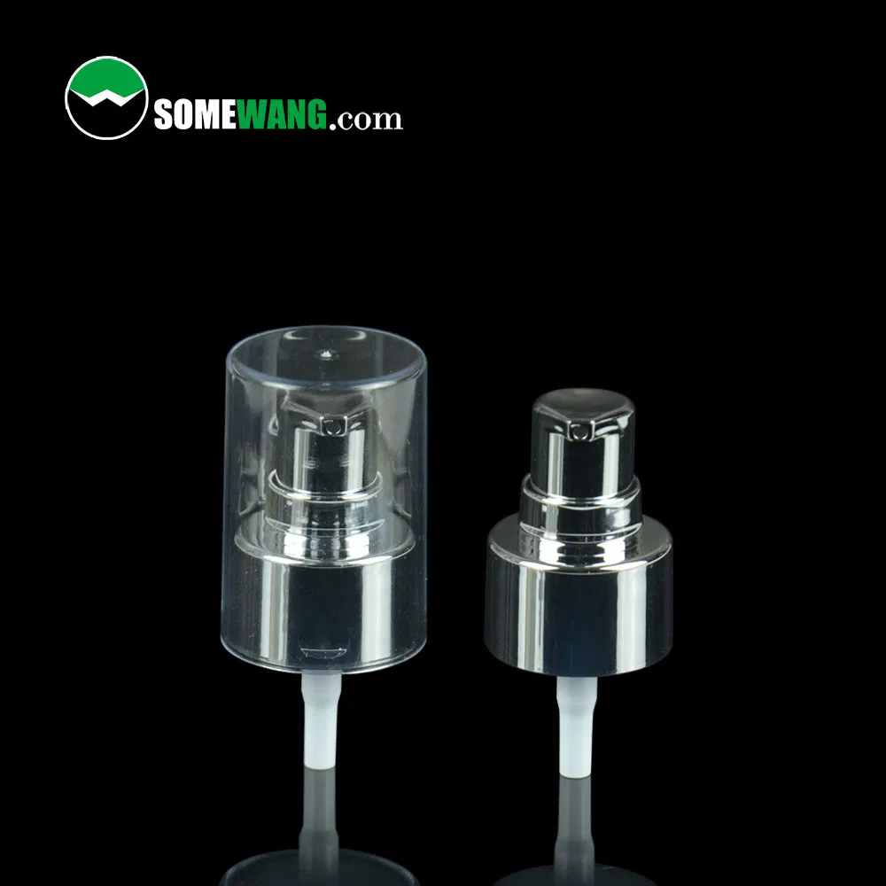 Somewang 24/410 Plastic PP Airless Cream Treatment Pump Full Cap Body Face Essential Oil Glass Cosmetic Bottle Packaging OEM